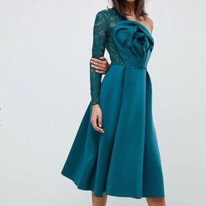 ASOS 3-D Floral w/ One-Shoulder Lace Dress